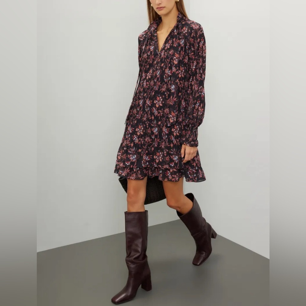Derek Lam Floral Mini Dress - Black and Pink